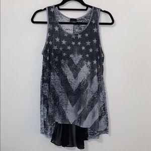 Sheer burnout flag tank top